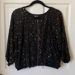 Sequin jacket with zipper